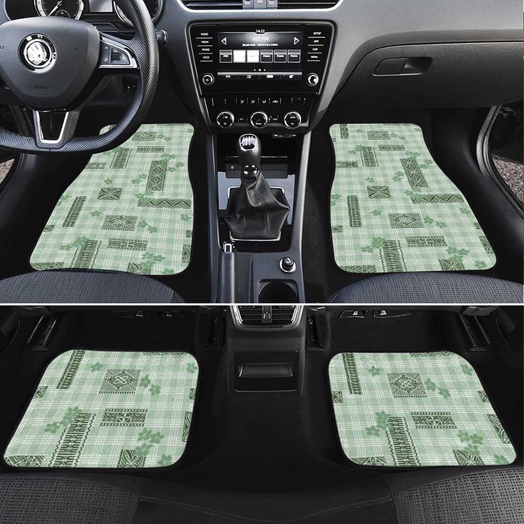 Hawaiian Quilt Tapa On Pastel Mint Palaka Motifs Car Mats