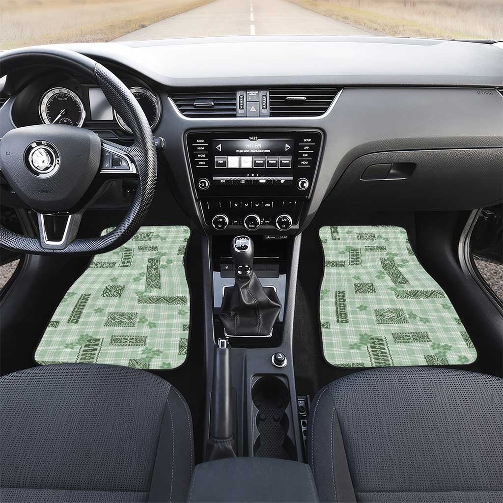 Hawaiian Quilt Tapa On Pastel Mint Palaka Motifs Car Mats