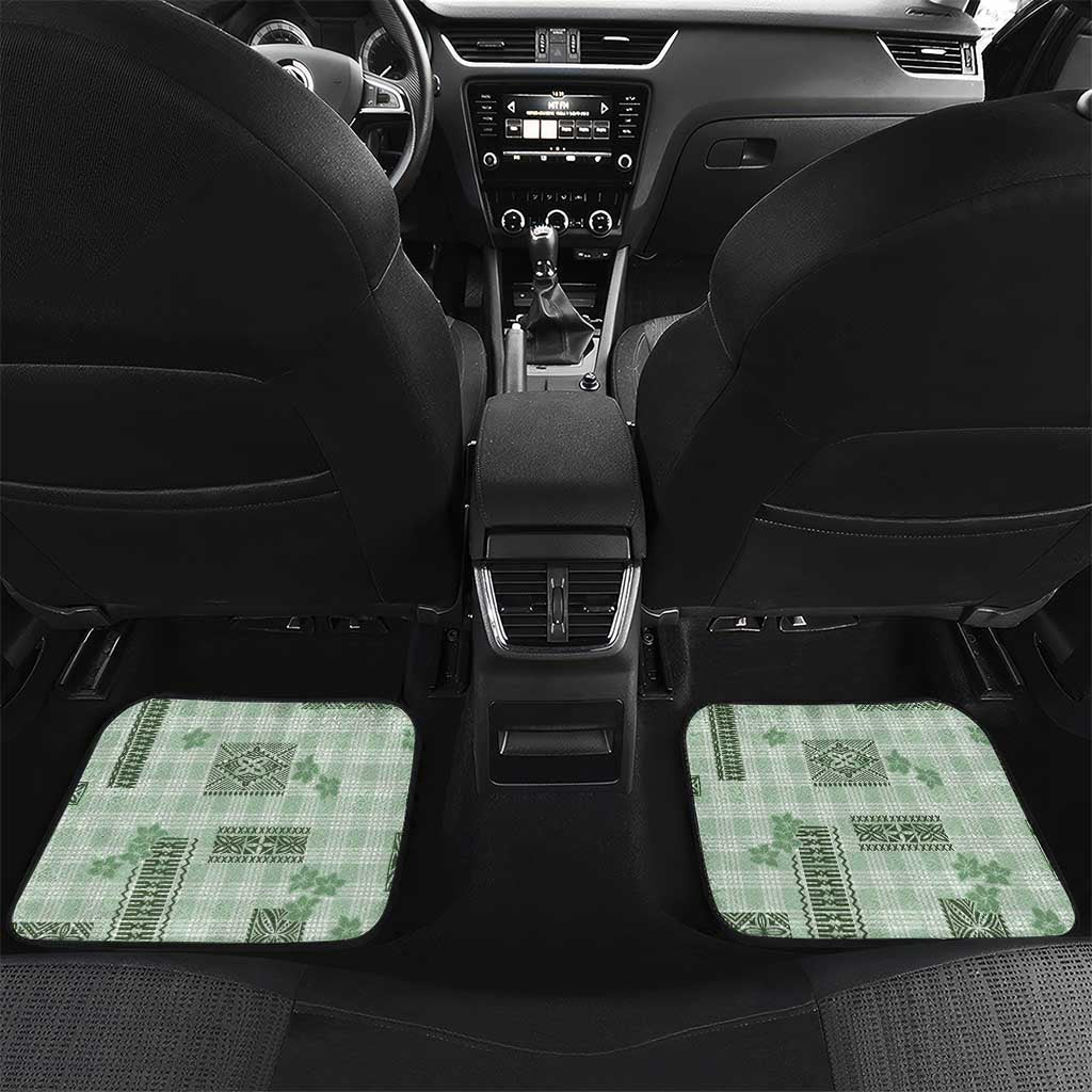 Hawaiian Quilt Tapa On Pastel Mint Palaka Motifs Car Mats