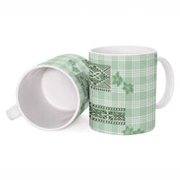 Hawaiian Quilt Tapa On Pastel Mint Palaka Motifs Ceramic Mug