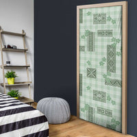 Hawaiian Quilt Tapa On Pastel Mint Palaka Motifs Door Cover
