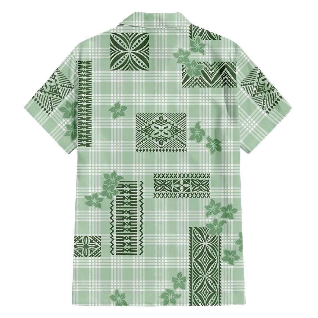 Hawaiian Quilt Tapa On Pastel Mint Palaka Motifs Family Matching Mermaid Dress and Hawaiian Shirt