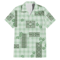Hawaiian Quilt Tapa On Pastel Mint Palaka Motifs Family Matching Puletasi and Hawaiian Shirt