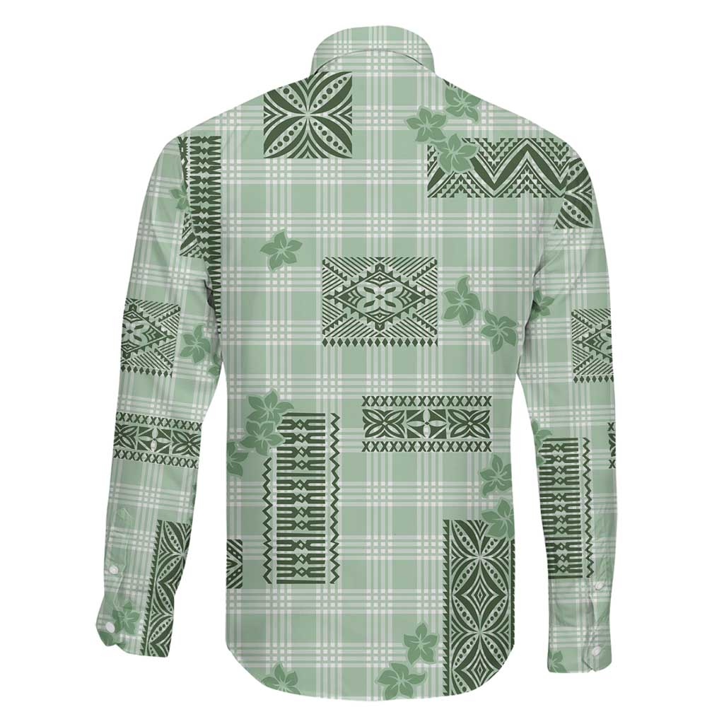 Hawaiian Quilt Tapa On Pastel Mint Palaka Motifs Family Matching Puletasi and Hawaiian Shirt