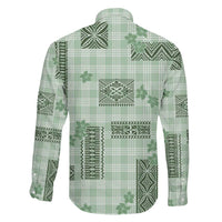 Hawaiian Quilt Tapa On Pastel Mint Palaka Motifs Family Matching Puletasi and Hawaiian Shirt