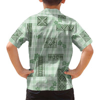 Hawaiian Quilt Tapa On Pastel Mint Palaka Motifs Family Matching Summer Maxi Dress and Hawaiian Shirt