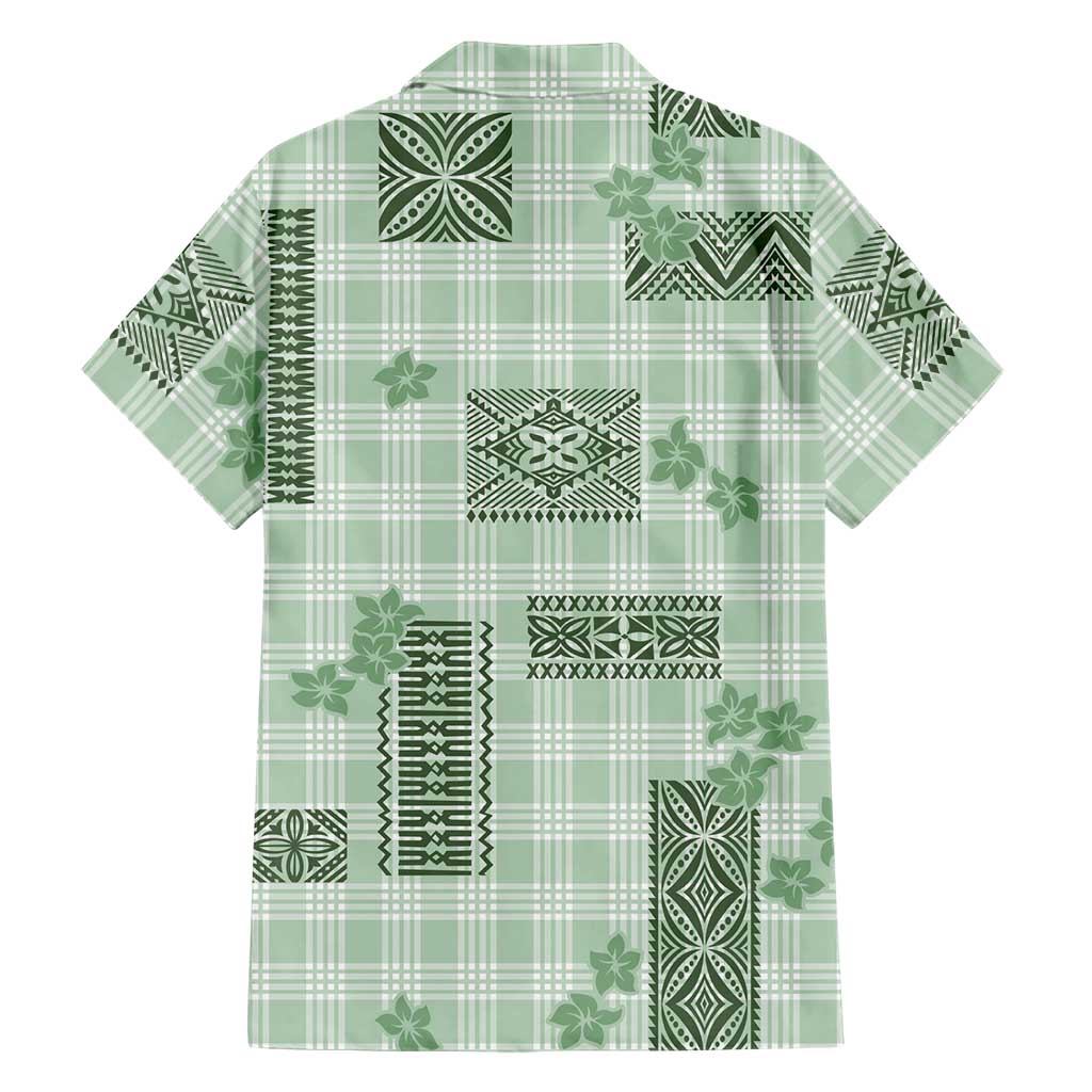 Hawaiian Quilt Tapa On Pastel Mint Palaka Motifs Family Matching Summer Maxi Dress and Hawaiian Shirt