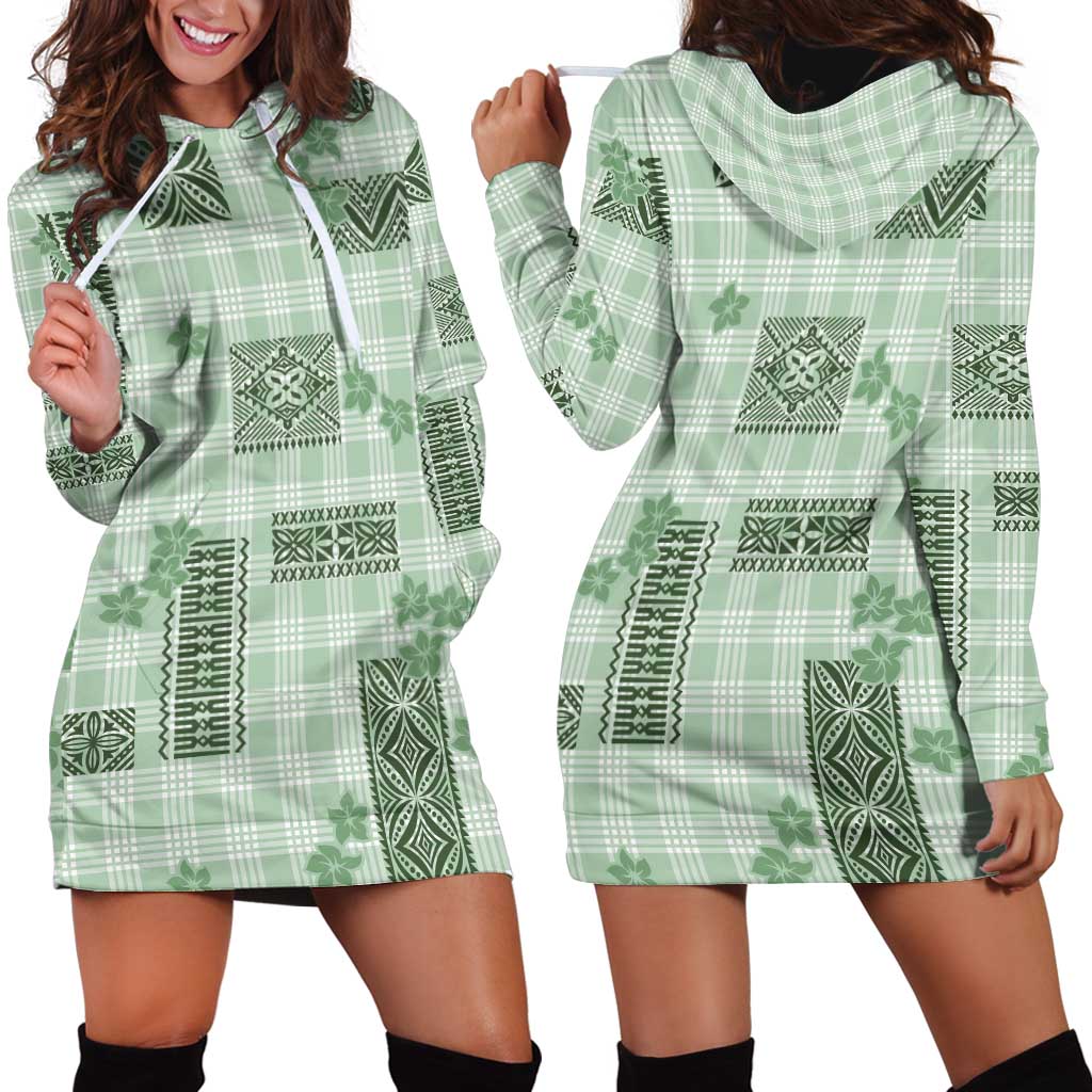Hawaiian Quilt Tapa On Pastel Mint Palaka Motifs Hoodie Dress