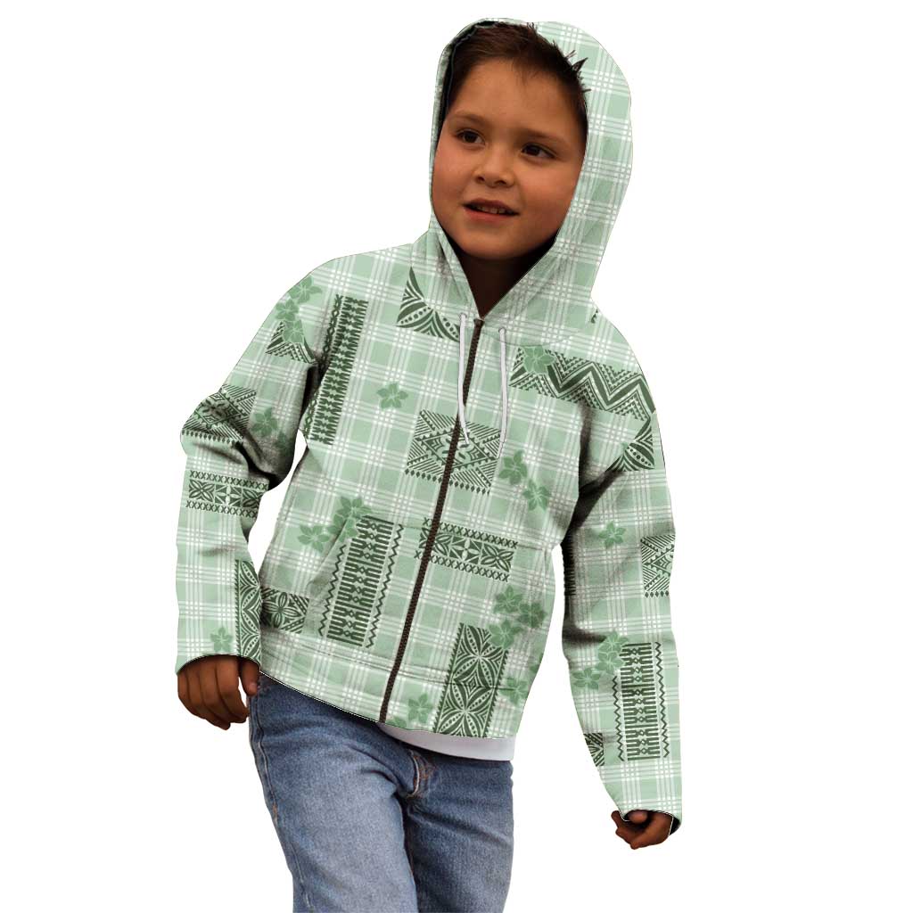 Hawaiian Quilt Tapa On Pastel Mint Palaka Motifs Kid Hoodie