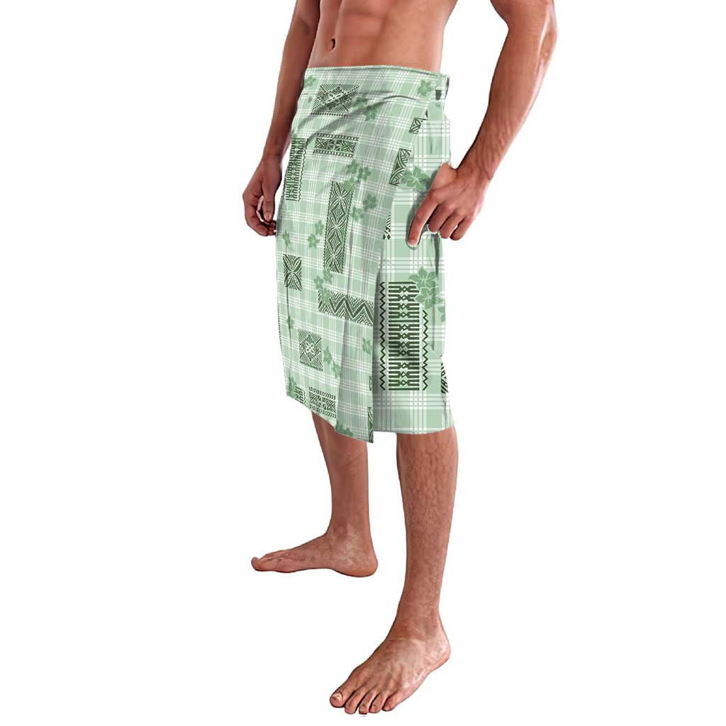 Hawaiian Quilt Tapa On Pastel Mint Palaka Motifs Lavalava
