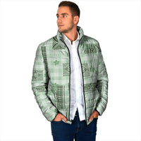 Hawaiian Quilt Tapa On Pastel Mint Palaka Motifs Padded Jacket