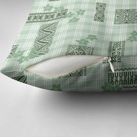Hawaiian Quilt Tapa On Pastel Mint Palaka Motifs Pillow Cover