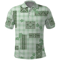 Hawaiian Quilt Tapa On Pastel Mint Palaka Motifs Polo Shirt