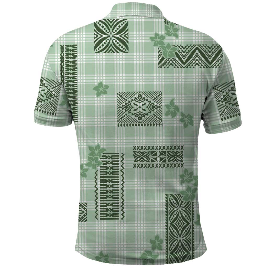 Hawaiian Quilt Tapa On Pastel Mint Palaka Motifs Polo Shirt