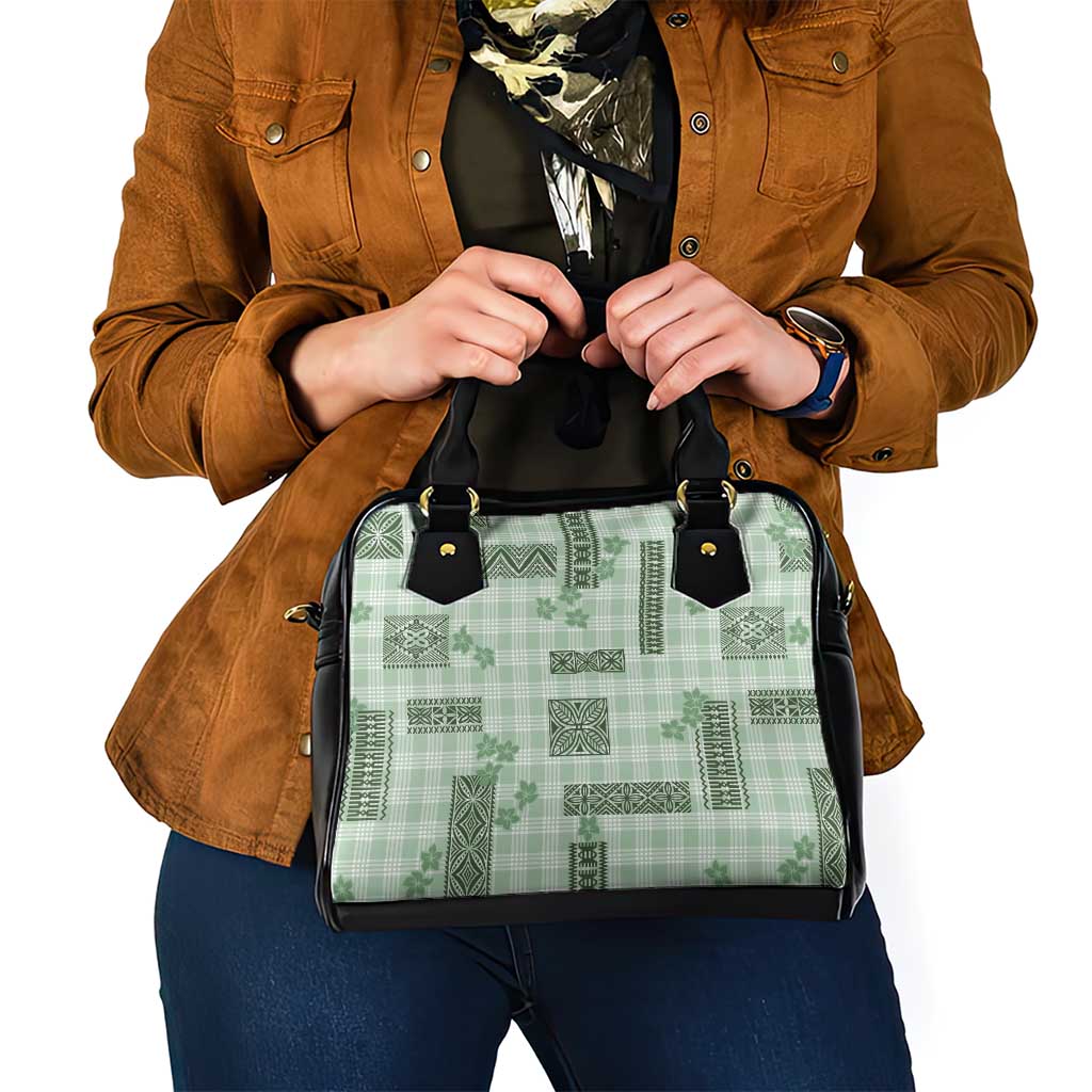 Hawaiian Quilt Tapa On Pastel Mint Palaka Motifs Shoulder Handbag LT7 - Polynesian Pride