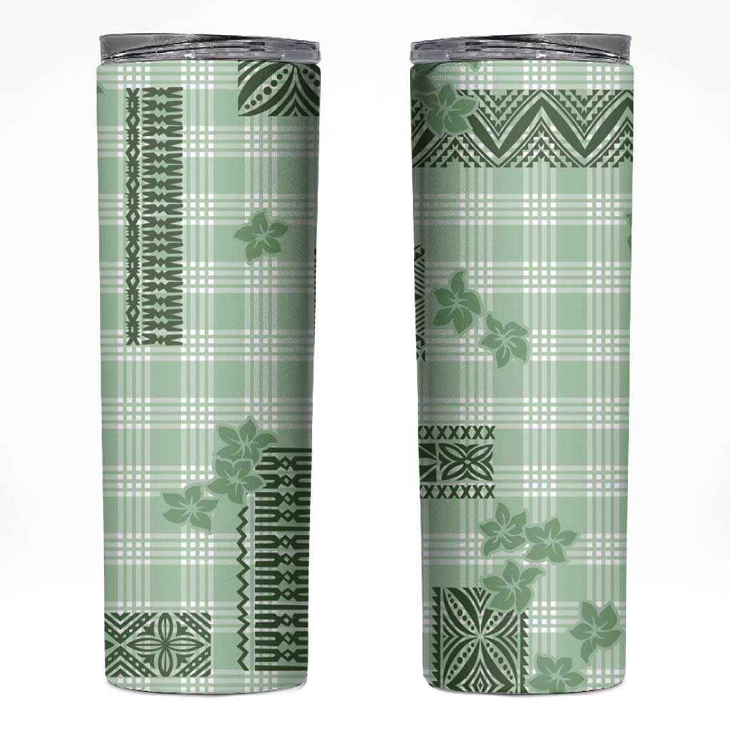 Hawaiian Quilt Tapa On Pastel Mint Palaka Motifs Skinny Tumbler