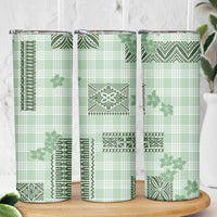 Hawaiian Quilt Tapa On Pastel Mint Palaka Motifs Skinny Tumbler