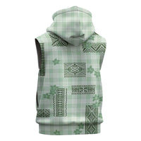 Hawaiian Quilt Tapa On Pastel Mint Palaka Motifs Sleeveless Zip Hoodie