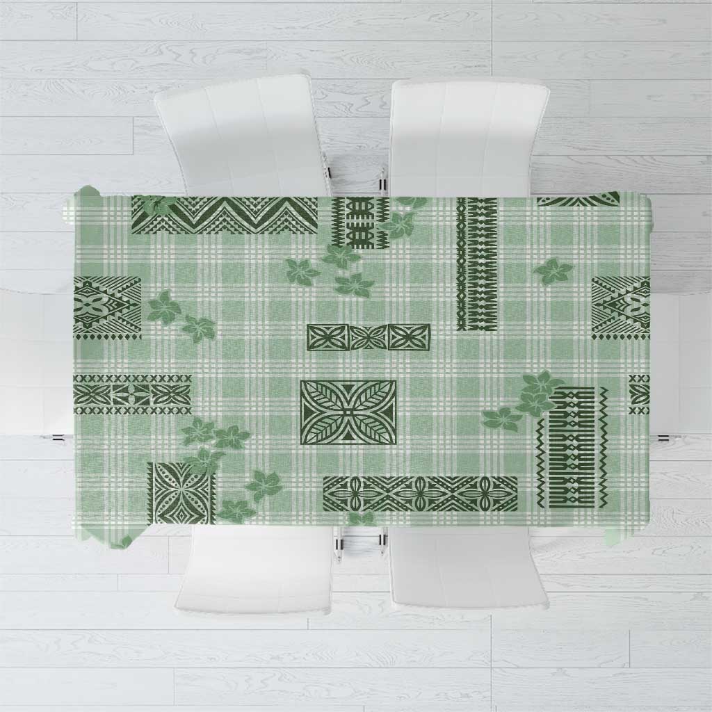 Hawaiian Quilt Tapa On Pastel Mint Palaka Motifs Tablecloth