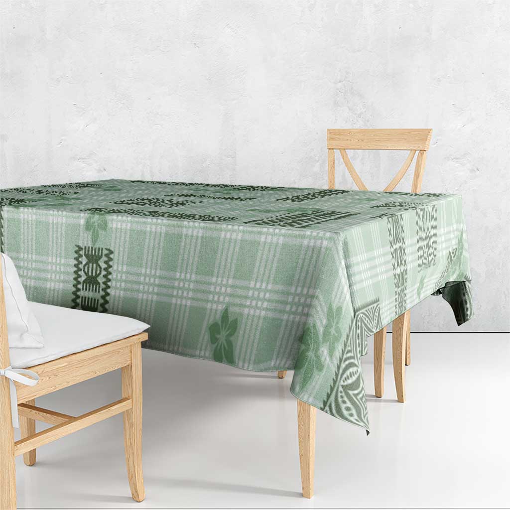 Hawaiian Quilt Tapa On Pastel Mint Palaka Motifs Tablecloth