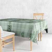 Hawaiian Quilt Tapa On Pastel Mint Palaka Motifs Tablecloth