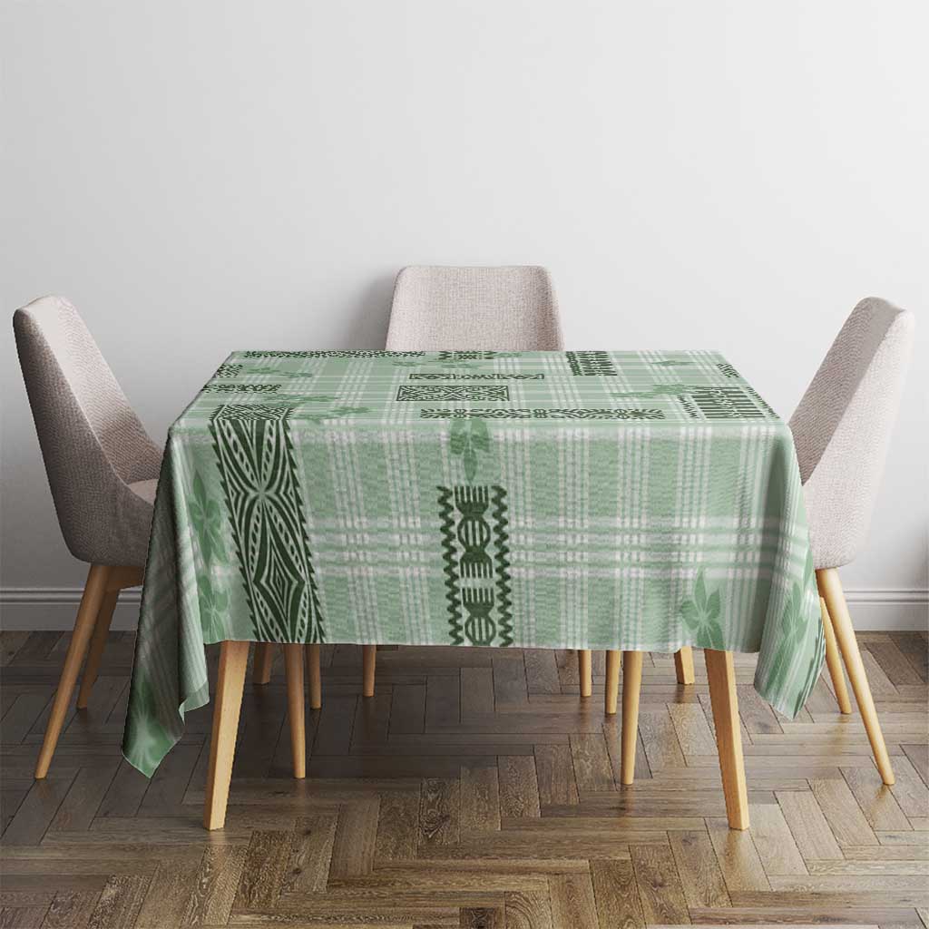 Hawaiian Quilt Tapa On Pastel Mint Palaka Motifs Tablecloth