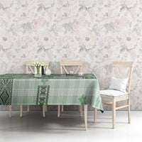 Hawaiian Quilt Tapa On Pastel Mint Palaka Motifs Tablecloth