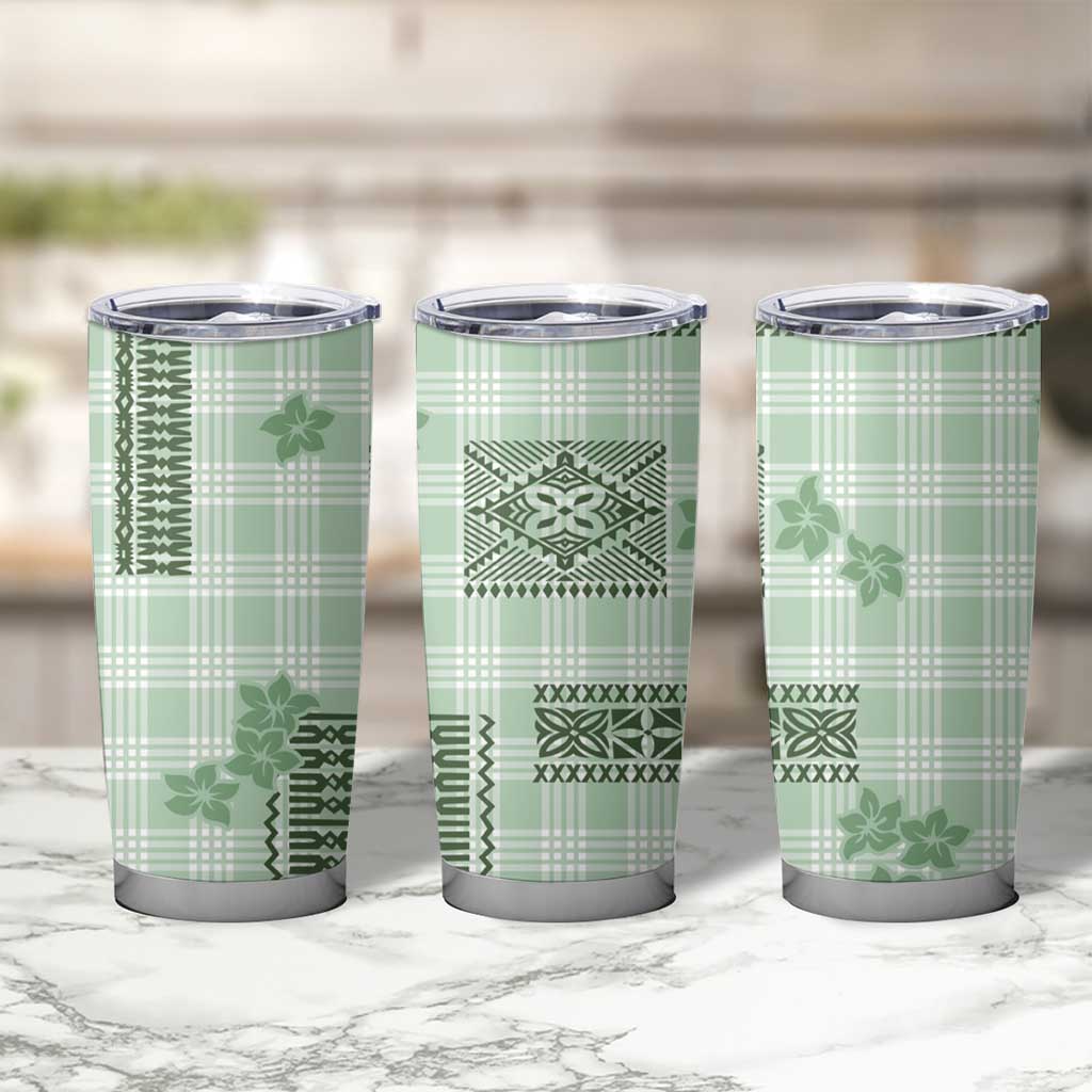Hawaiian Quilt Tapa On Pastel Mint Palaka Motifs Tumbler Cup LT7 - Polynesian Pride