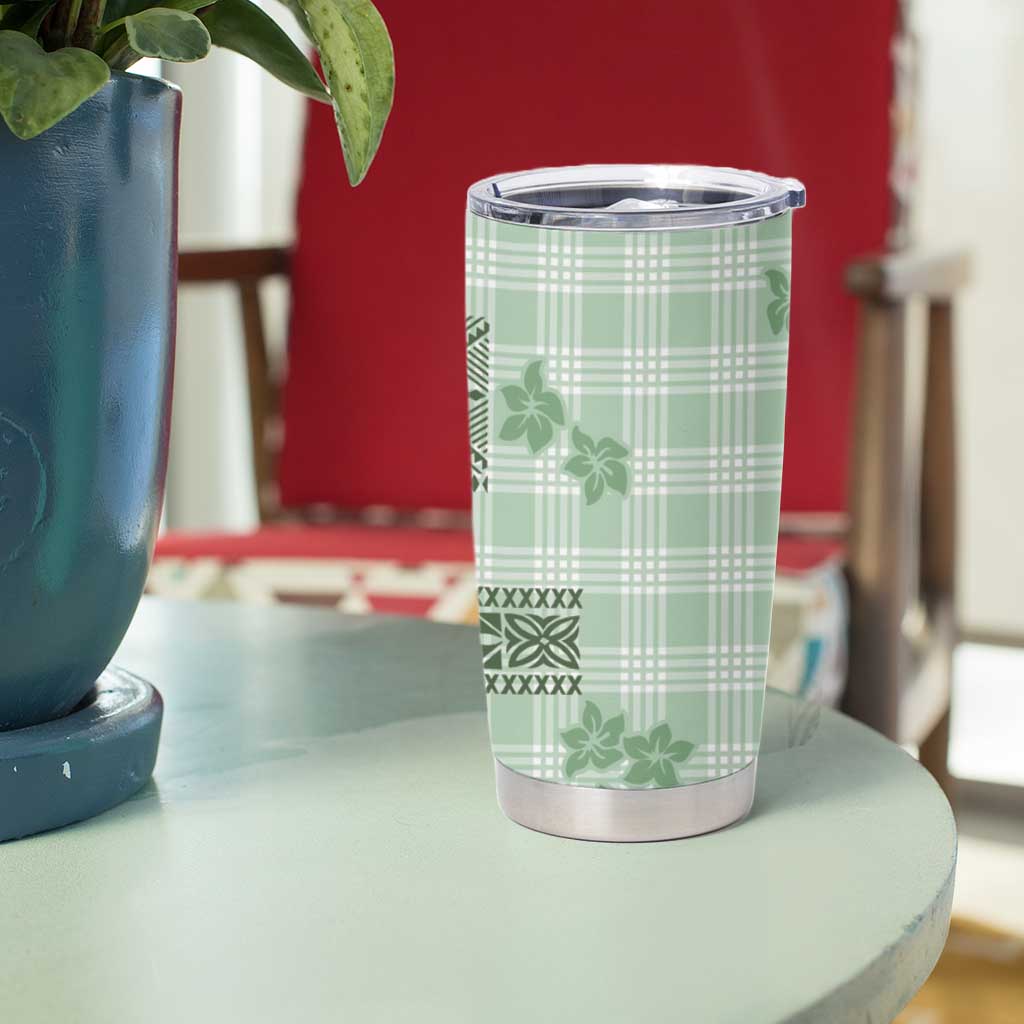 Hawaiian Quilt Tapa On Pastel Mint Palaka Motifs Tumbler Cup LT7 - Polynesian Pride