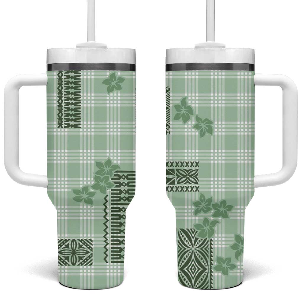 Hawaiian Quilt Tapa On Pastel Mint Palaka Motifs Tumbler With Handle