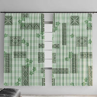Hawaiian Quilt Tapa On Pastel Mint Palaka Motifs Window Curtain LT7 With Hooks Mint - Polynesian Pride