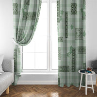 Hawaiian Quilt Tapa On Pastel Mint Palaka Motifs Window Curtain LT7 - Polynesian Pride