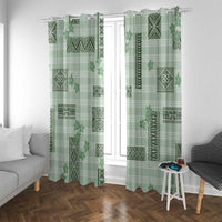 Hawaiian Quilt Tapa On Pastel Mint Palaka Motifs Window Curtain LT7 With Grommets Mint - Polynesian Pride