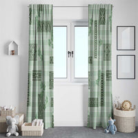 Hawaiian Quilt Tapa On Pastel Mint Palaka Motifs Window Curtain LT7 - Polynesian Pride