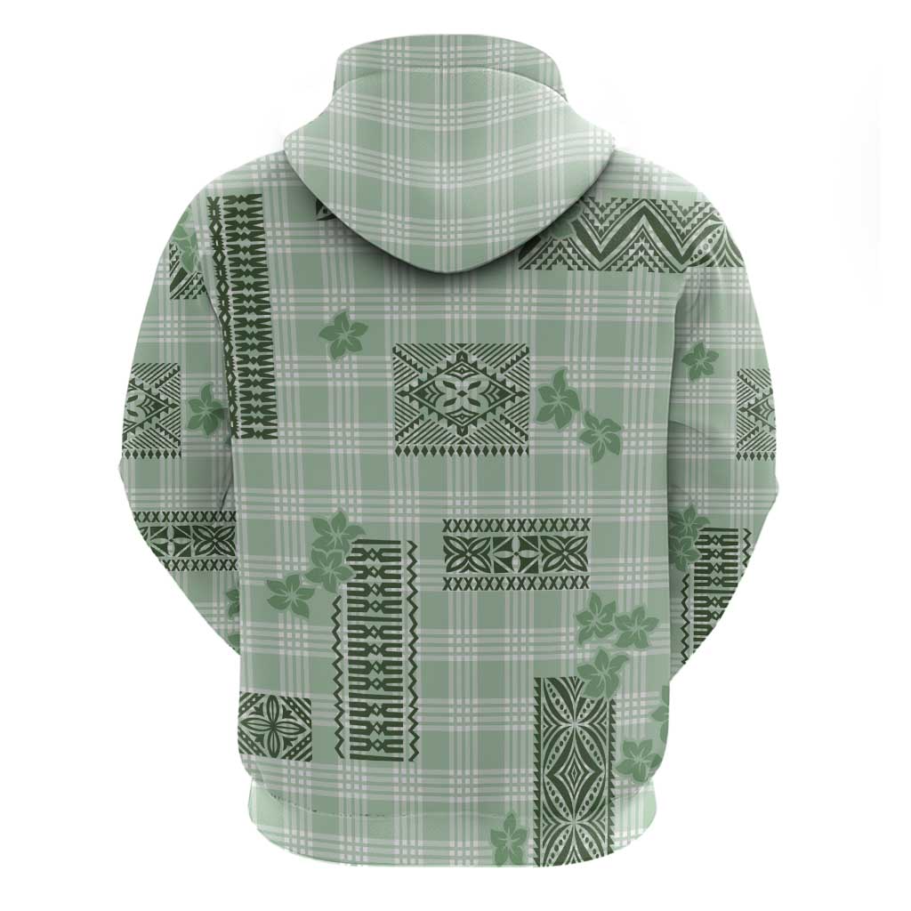 Hawaiian Quilt Tapa On Pastel Mint Palaka Motifs Zip Hoodie