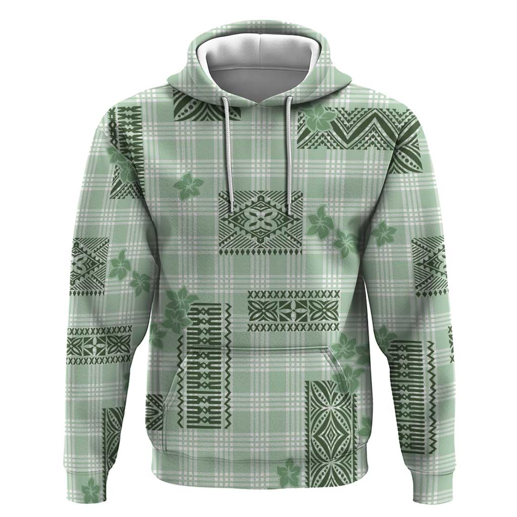 Hawaiian Quilt Tapa On Pastel Mint Palaka Motifs Zip Hoodie