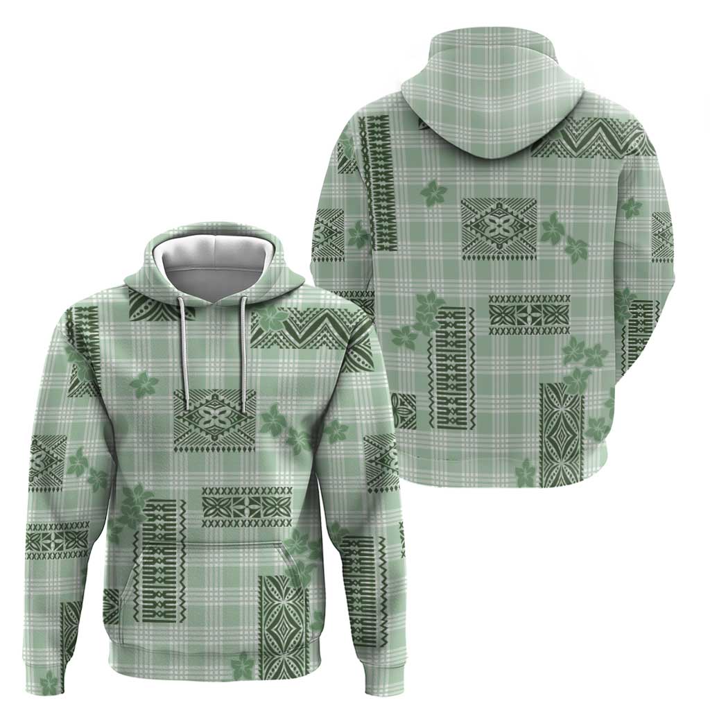 Hawaiian Quilt Tapa On Pastel Mint Palaka Motifs Zip Hoodie