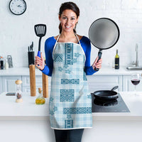 Hawaiian Quilt Tapa On Cold Blue Palaka Motifs Apron