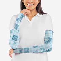 Hawaiian Quilt Tapa On Cold Blue Palaka Motifs Arm Sleeves LT7 - Polynesian Pride