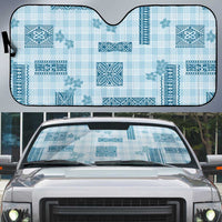 Hawaiian Quilt Tapa On Cold Blue Palaka Motifs Auto Sun Shade