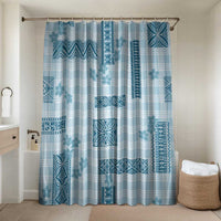 Hawaiian Quilt Tapa On Cold Blue Palaka Motifs Bathroom Set