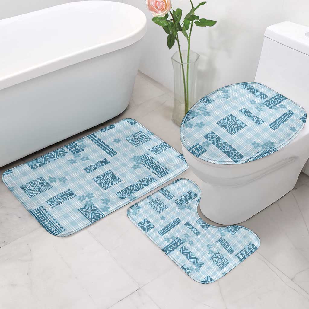 Hawaiian Quilt Tapa On Cold Blue Palaka Motifs Bathroom Set