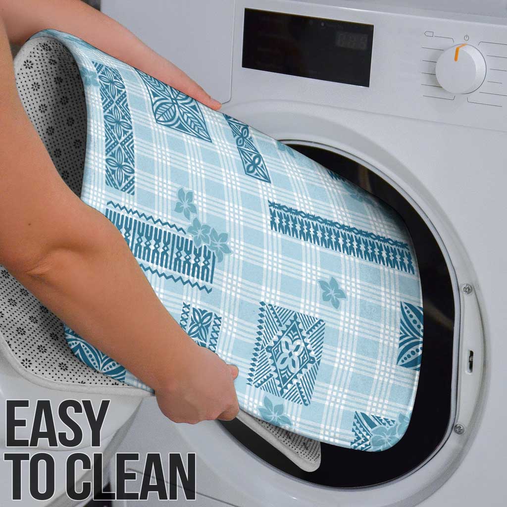 Hawaiian Quilt Tapa On Cold Blue Palaka Motifs Bathroom Set