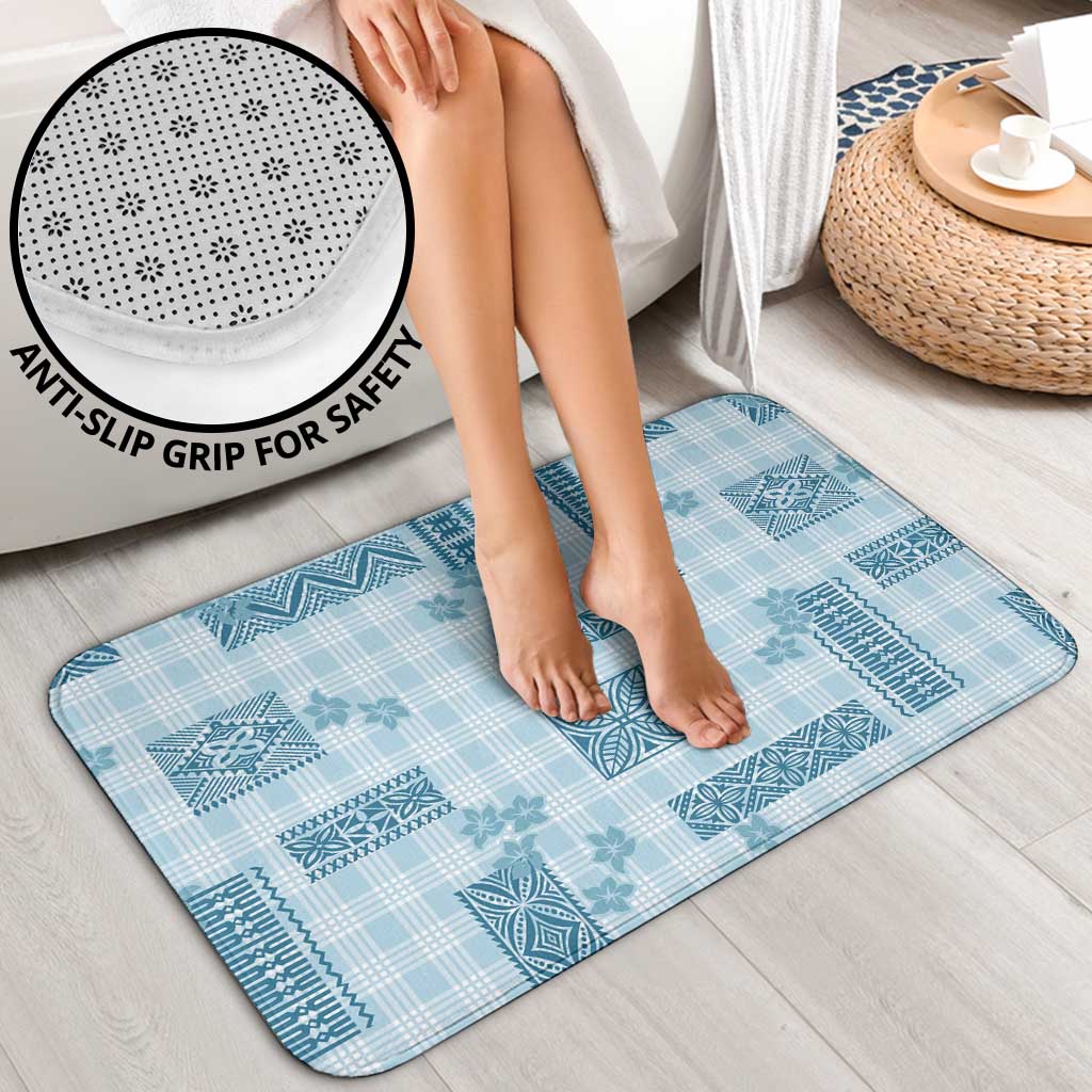 Hawaiian Quilt Tapa On Cold Blue Palaka Motifs Bathroom Set