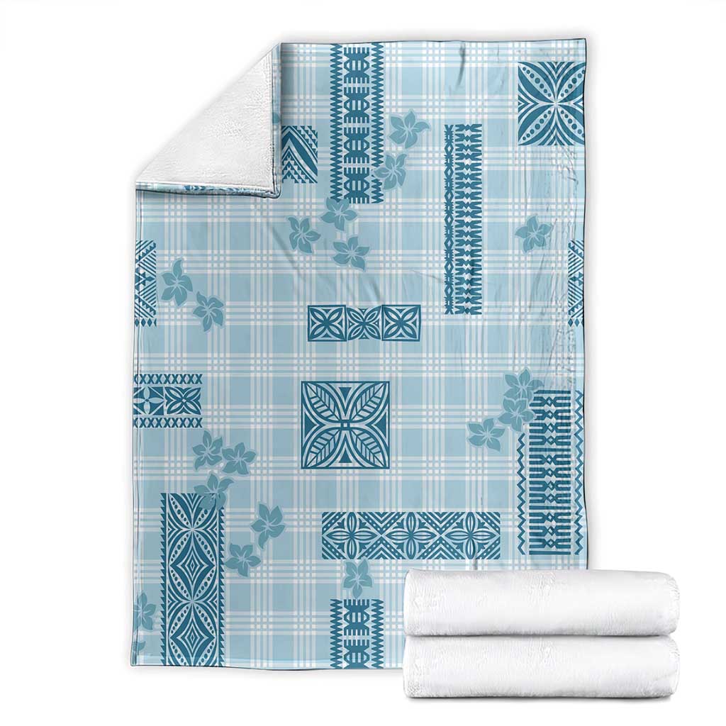 Hawaiian Quilt Tapa On Cold Blue Palaka Motifs Blanket