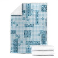 Hawaiian Quilt Tapa On Cold Blue Palaka Motifs Blanket