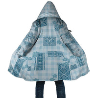 Hawaiian Quilt Tapa On Cold Blue Palaka Motifs Cloak