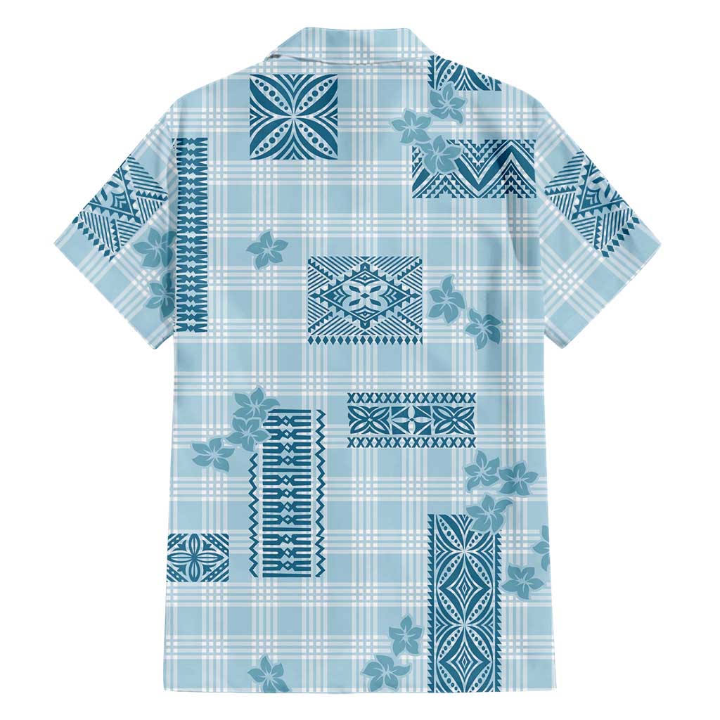 Hawaiian Quilt Tapa On Cold Blue Palaka Motifs Family Matching Long Sleeve Bodycon Dress and Hawaiian Shirt