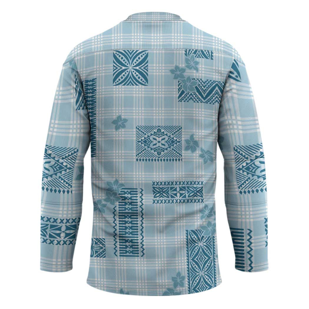 Hawaiian Quilt Tapa On Cold Blue Palaka Motifs Hockey Jersey