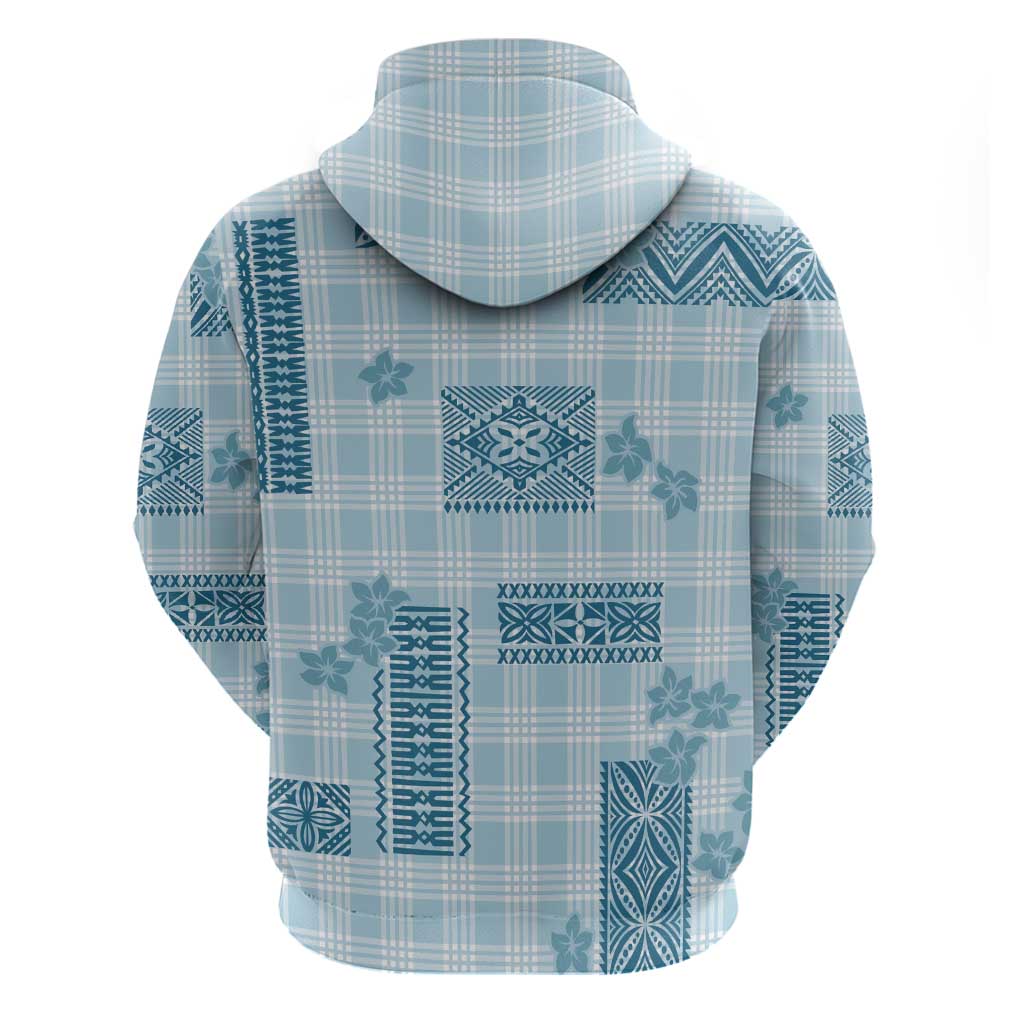 Hawaiian Quilt Tapa On Cold Blue Palaka Motifs Hoodie